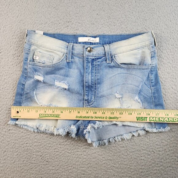 KanCan Shorts Womens 28 Blue Jeans Curvy Denim Light Low Rise Cut Off Stretch - Picture 8 of 11